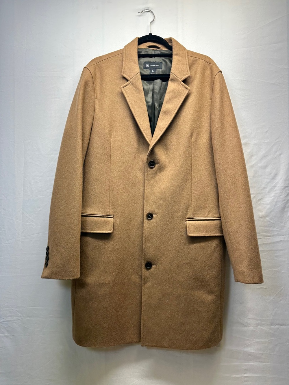 Camel Tan Wool Blend Trench Coat